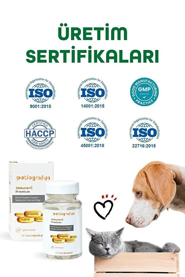 Premium Immune C Kedi Ve Köpek Için Bağışıklık Sistemini Destekleyen Tablet