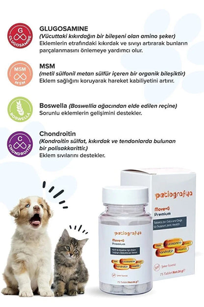Premium Move G Glucosamine-Glukozamin Kedi Ve Köpek Için Eklem Sağlığını Destekleyici Tablet