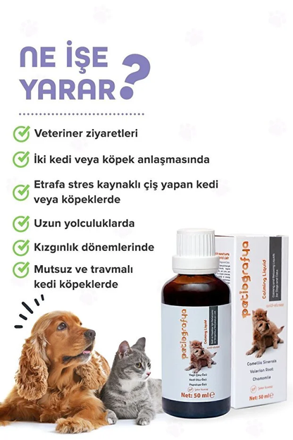 Kedi Ve Köpek Için %100 Doğal Sakinleştirici,relax, Rahatlatıcı, Antistres Şurup 50 ml