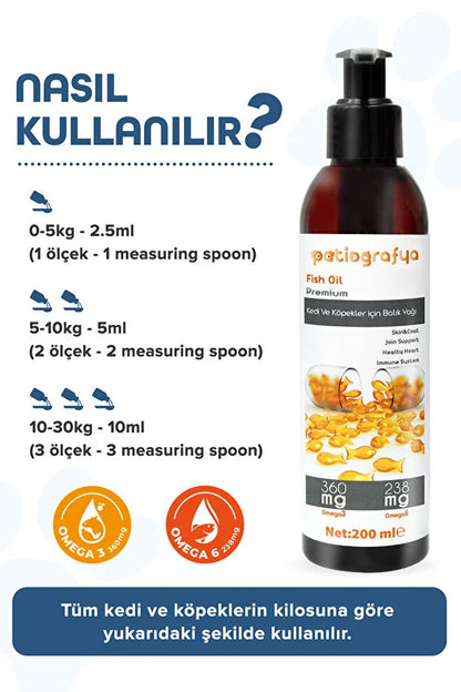 Premium Kedi Ve Köpek Için Omega 3 Ve 6 Içerikli Balık Yağı- Bağışıklık Sistemi Tüy Bakımı