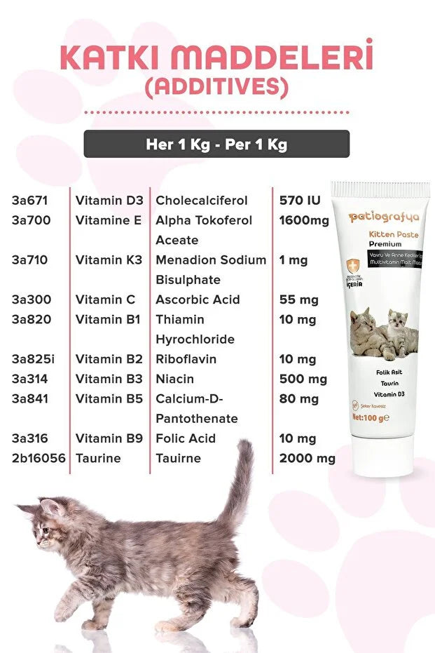 Hamile Anne Ve Yavru Kedi Için Taurin Ve Folik Asit Destekli Multivitamin Macun Kitten Paste Vitamin