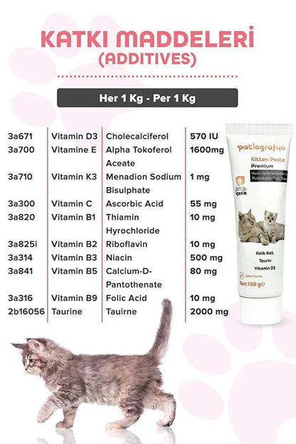 Hamile Anne Ve Yavru Kedi Için Taurin Ve Folik Asit Destekli Multivitamin Macun Kitten Paste Vitamin
