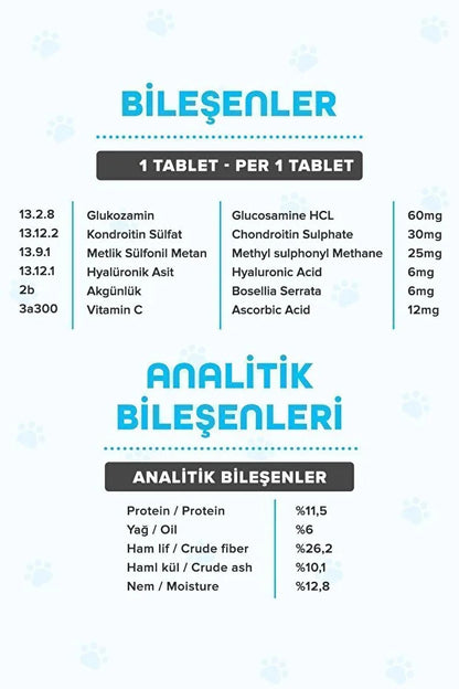 Premium Move G Glucosamine-Glukozamin Kedi Ve Köpek Için Eklem Sağlığını Destekleyici Tablet