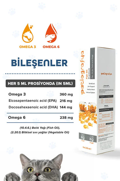 Premium Kedi Ve Köpek Için Omega 3 Ve 6 Içerikli Balık Yağı- Bağışıklık Sistemi Tüy Bakımı