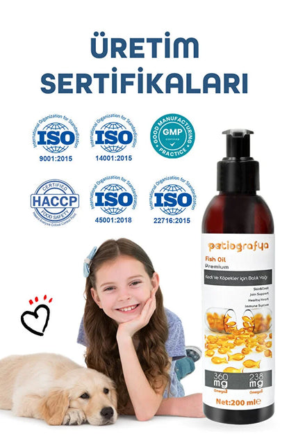 Premium Kedi Ve Köpek Için Omega 3 Ve 6 Içerikli Balık Yağı- Bağışıklık Sistemi Tüy Bakımı