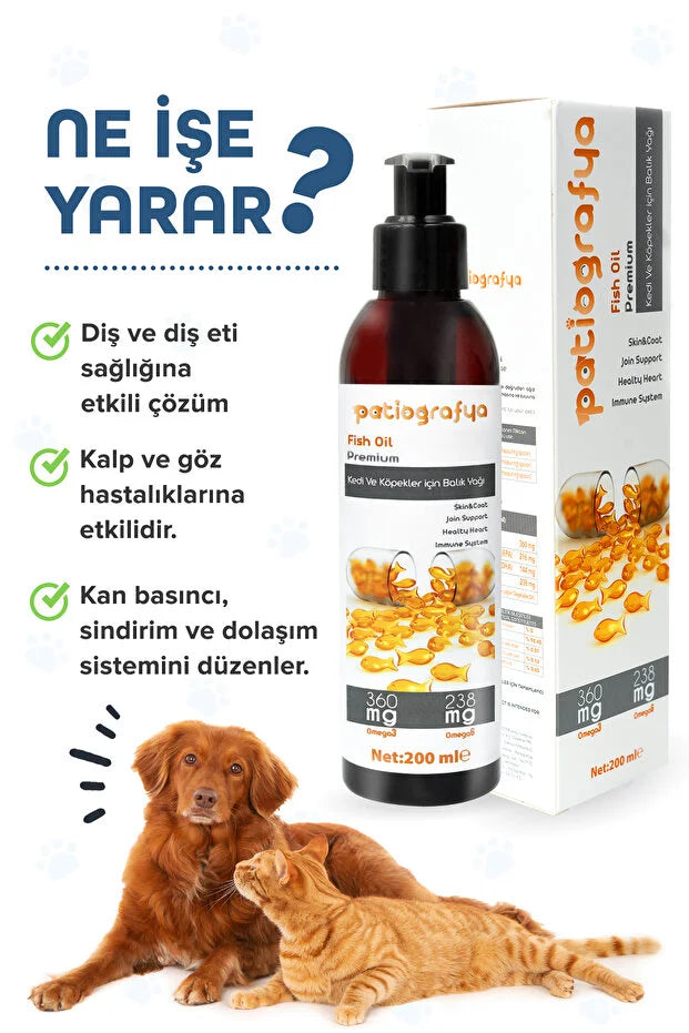 Premium Kedi Ve Köpek Için Omega 3 Ve 6 Içerikli Balık Yağı- Bağışıklık Sistemi Tüy Bakımı