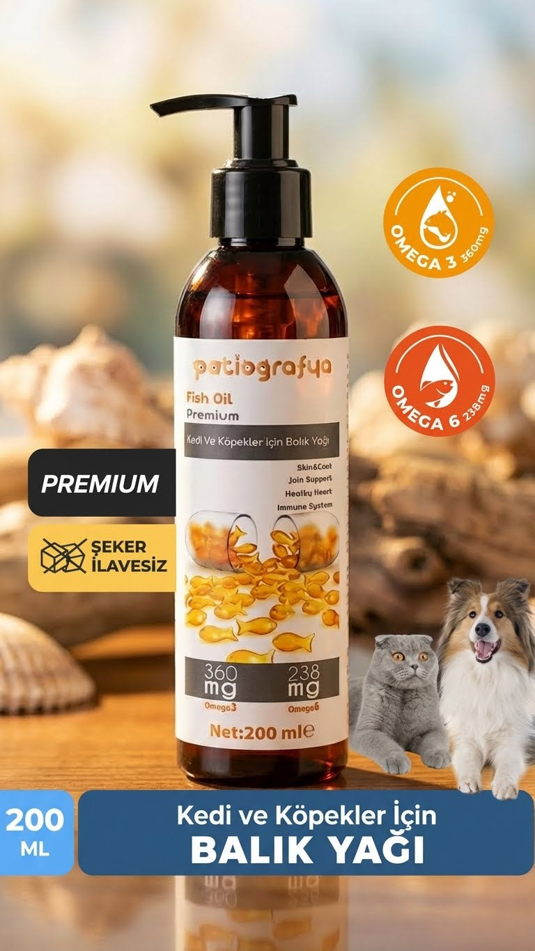 Premium Kedi Ve Köpek Için Omega 3 Ve 6 Içerikli Balık Yağı- Bağışıklık Sistemi Tüy Bakımı