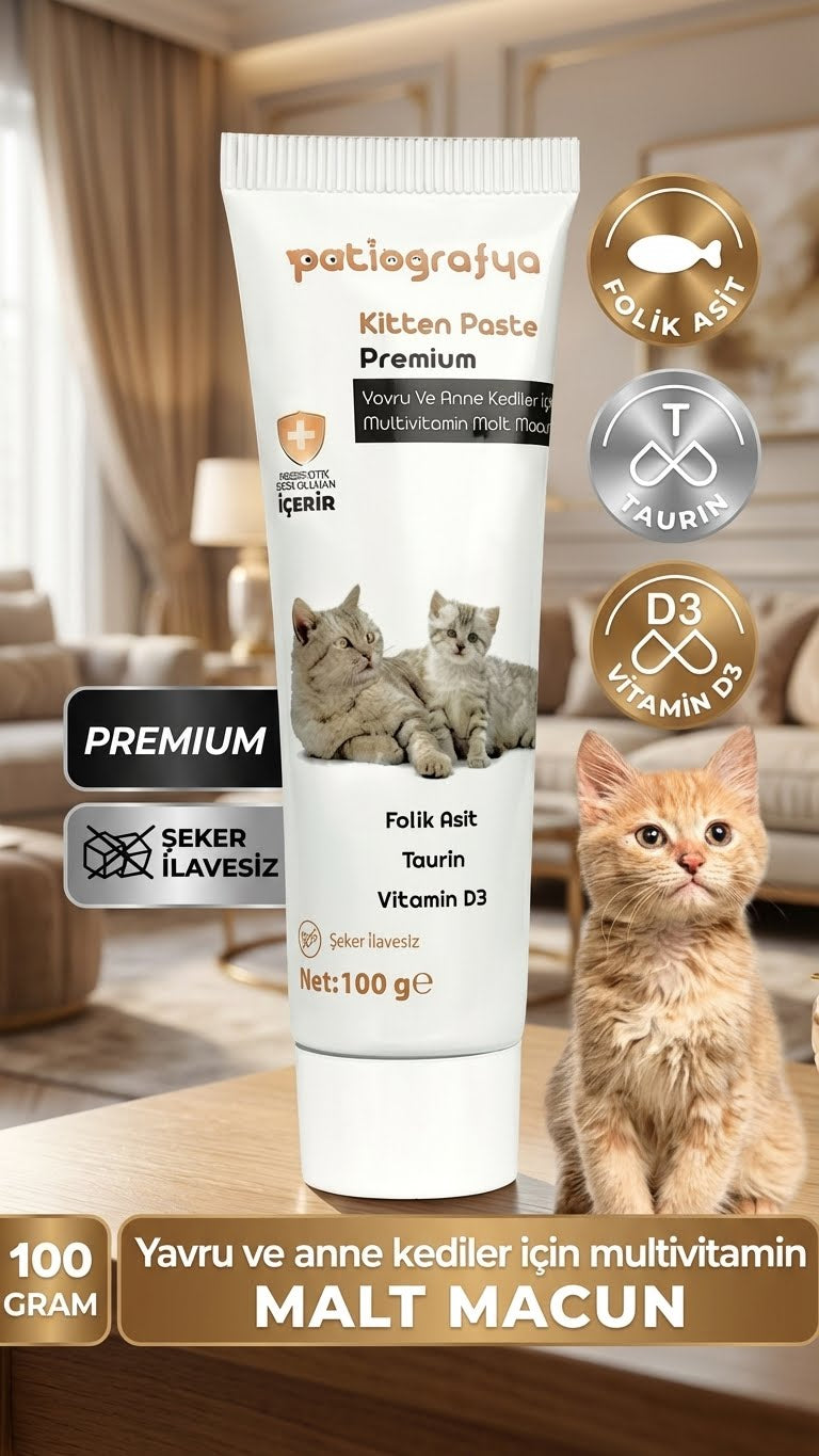 Hamile Anne Ve Yavru Kedi Için Taurin Ve Folik Asit Destekli Multivitamin Macun Kitten Paste Vitamin