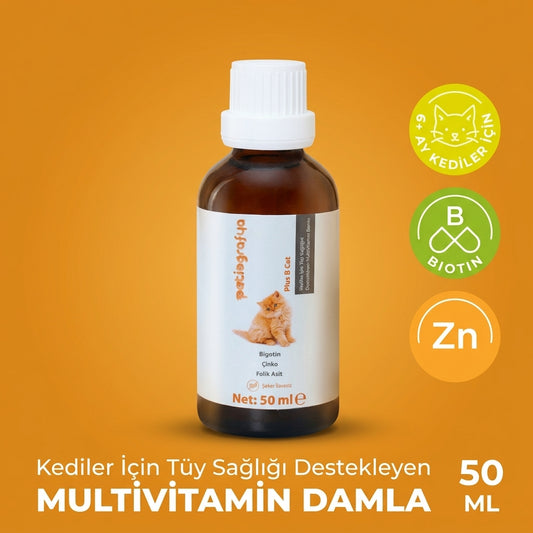Plus B Kediler Için Tüy Dökümünü Azaltan, Besleyen Tüy Sağlığı Damlası Kedi Tüy Döküm Önleyici 50 ml