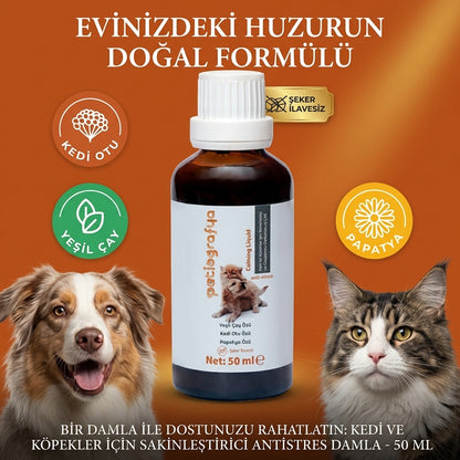 Kedi Ve Köpek Için %100 Doğal Sakinleştirici,relax, Rahatlatıcı, Antistres Şurup 50 ml